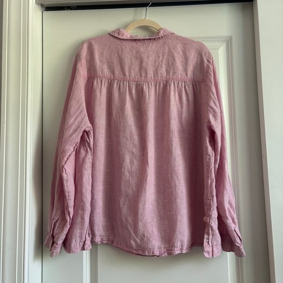 Poetry Women’s 100% Linen Light Pink Pullover Long Sleeve Top Beachy Sz 16 - Picture 6 of 15